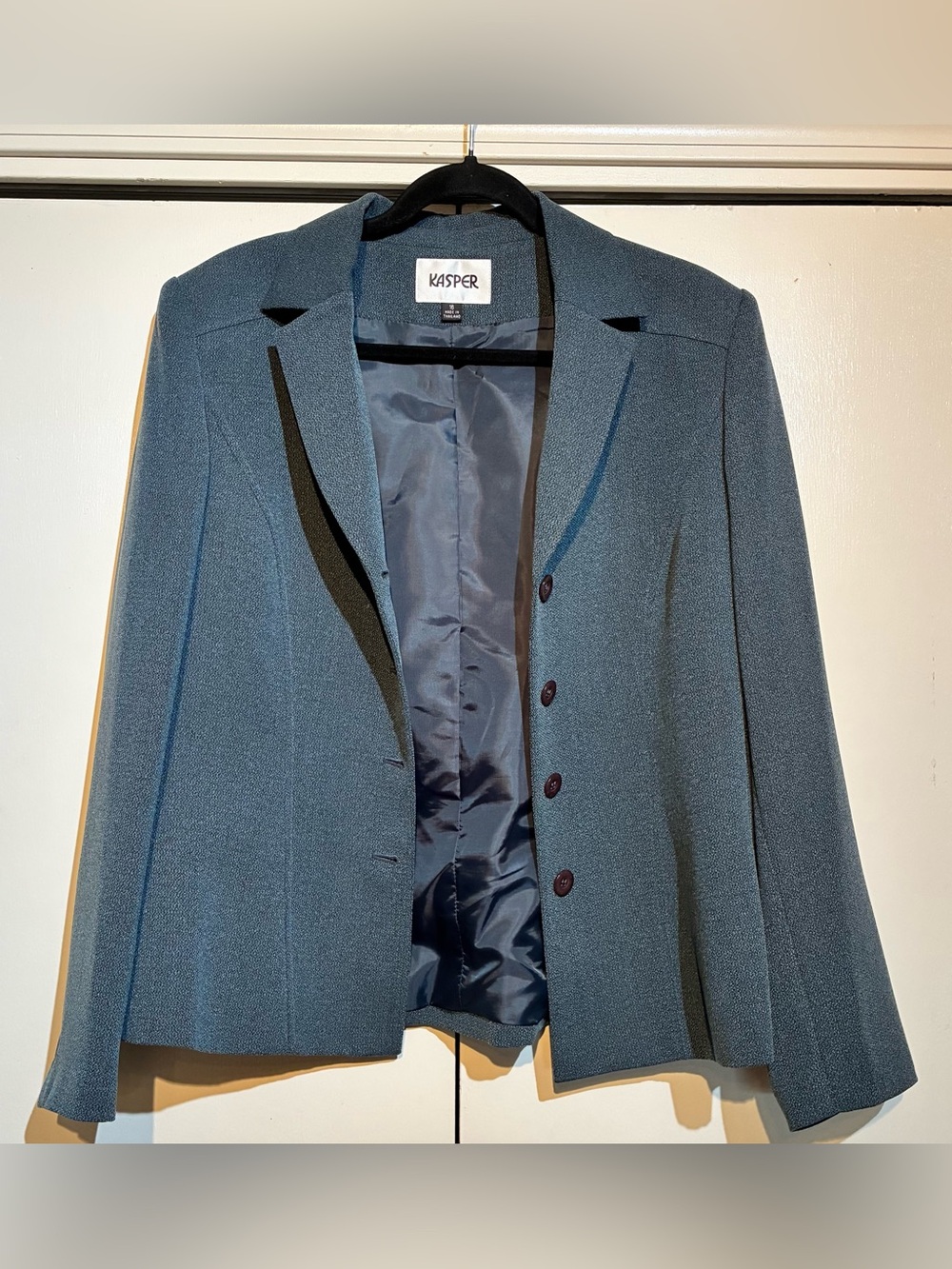 Kasper Women's Slate Blue Textured Blazer Suit Jacket - Size 16
